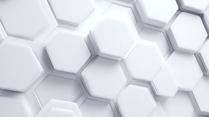 Abstract background of white hexagonal shapes, geometric pattern, rendering, modern design, clean texture.