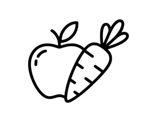 Apple and carrot outline icon