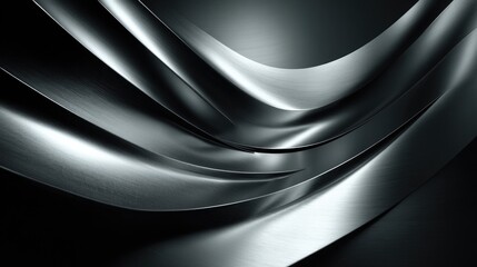 Abstract metallic curves in dark gray