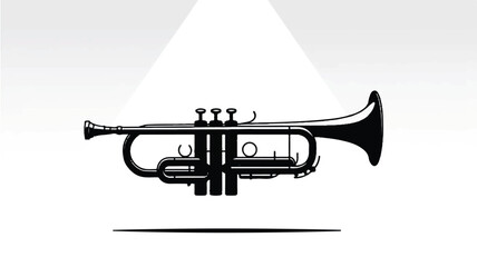 Dramatic Trumpet Illustration with Spotlight on White Background Musical Instrument Art for Jazz Performances and Concert Posters with Elegant Design and Artistic Flair