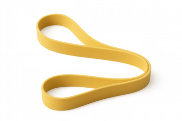 Yellow rubber band forming an s shape, isolated on a transparent background, perfect for graphic design projects