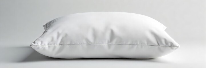 Serene studio shot of a fluffy white pillow, perfect for representing sleep, rest, and relaxation  Ideal for websites, blogs, or advertising related to sleep products or well-being ,  bed,  interior
