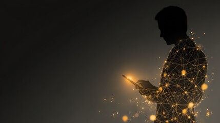 Connected Businessman Silhouette: Future Technology, Digital Network, and Innovation