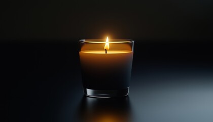 Candle wax with flame light on dark background room