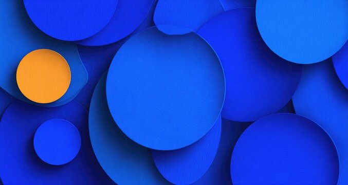 Abstract background of overlapping blue circles with a single orange circle