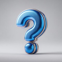Naklejka premium 3D rendered question mark, glossy blue, metallic accents