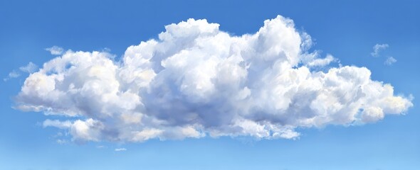 Obraz premium Fluffy white cumulus cloud against a bright blue sky