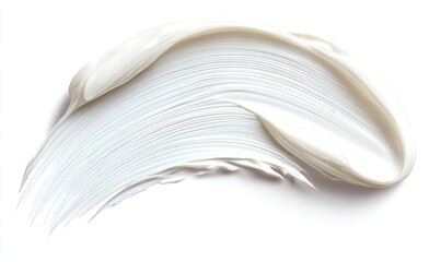 Creamy white cosmetic smear on white background