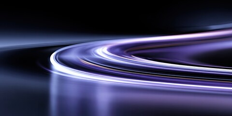 Abstract swirling purple and blue lines on dark background