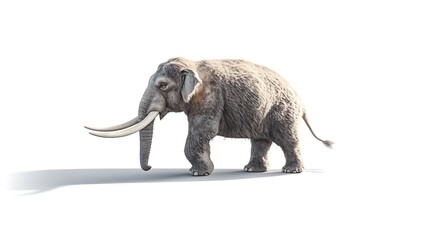 Obraz premium Realistic 3d render of a mammoth walking on a white background photo