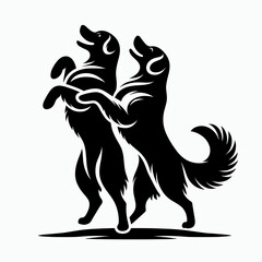 Fototapeta premium Golden Retriever Dog a playful lift. Cartoon Animal Clipart Silhouette Vector Illustration Line Art Illustration. Happy pet gets an active upward jump canine joy fun and motion.