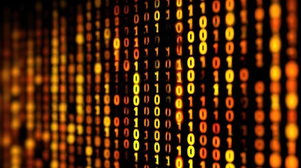 Abstract digital binary code, warm orange tones