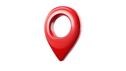 Glossy red map pointer location marker icon on transparent background
