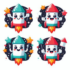 Happy firework rocket character