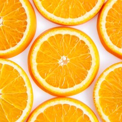 Fototapeta premium Fresh Orange Slices Pulp Detail Isolated White Background High Resolution