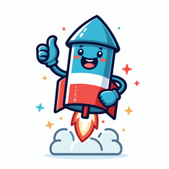 Happy firework rocket character