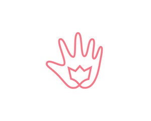 Obraz premium Continue line art of hand holding a crown. Universal king, power, luxury sign symbol logotype.