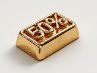 Gold bar shaped like a 50% discount sign