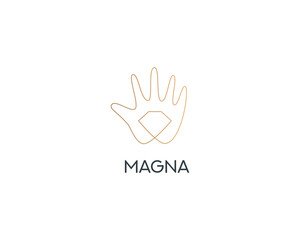 Continuous gradient line art of hand holding a diamond. Premium jewelry store, jewel, treasure  sign symbol logotype.