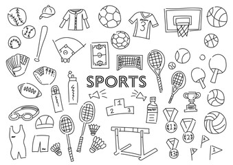 スポーツの手描きイラストセット