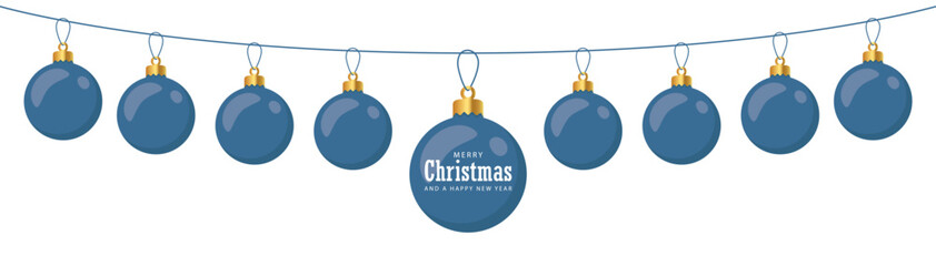 set of red hanging christmas balls isolated vector illustration