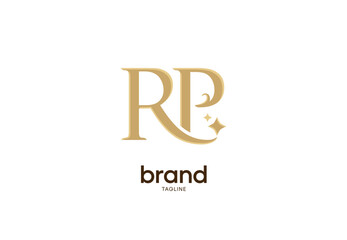 Elegant RP monogram logo with transparent background