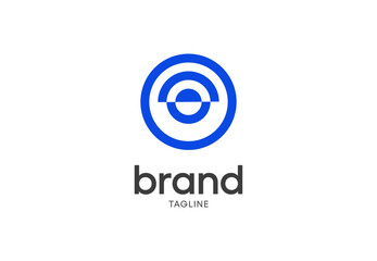 Blue circular icon with central element with transparent background