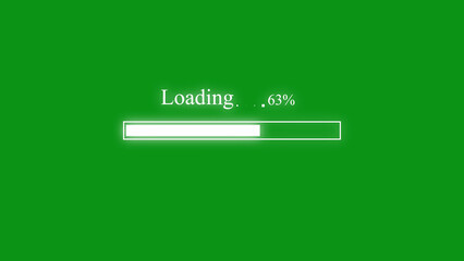 White loading bar at 63 percent on green background