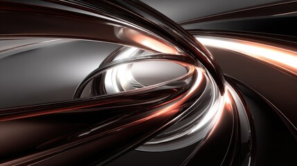 Abstract swirling metallic forms in dark and light tones