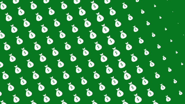 White Money Bags with Dollar Signs on Green Gradient Background - Powered by Adobe