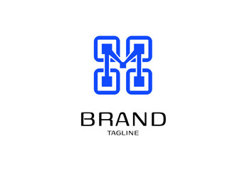 Abstract interlocking squares icon with transparent background