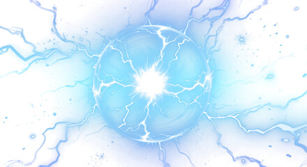 Energy Sphere with with Glowing Plasma and Lightning Bursts isolated on a transparent background