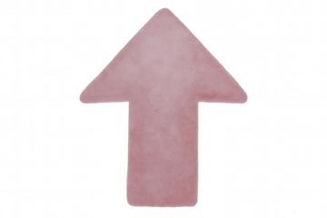 Pink watercolor arrow pointing upward on a transparent background, ideal for indicating growth, progress, or positive direction