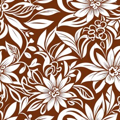 Fototapeta premium Elegant Brown and White Floral Pattern Design