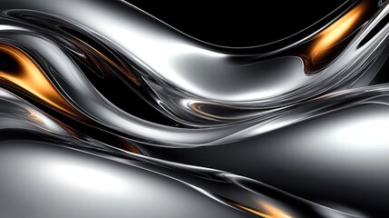 Abstract metallic liquid forms in silver and gold