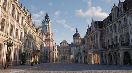 A historic European city square evokes timeless beauty and architectural on transparent background