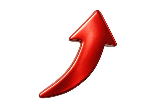 Metallic red arrow pointing upward, representing business growth, success rising, transparent background