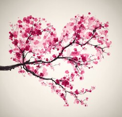 Fototapeta premium Heart-shaped cherry blossom branch