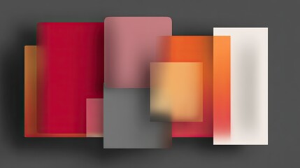 Fototapeta premium Abstract geometric shapes in warm colors layered on a dark background