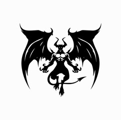 Obraz premium Winged Demon Silhouette – Dark Gothic Death Metal Icon