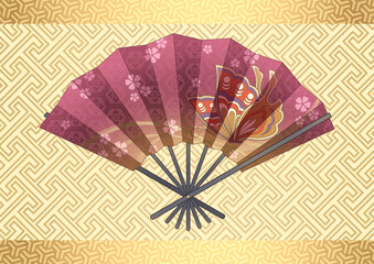 日本の伝統文様　蝶　扇子　金　紫　亀甲花菱　桜