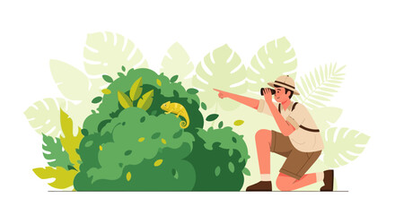 Adventurer Captures Wildlife Wonders: Man Snaps Photo of Exotic Chameleon