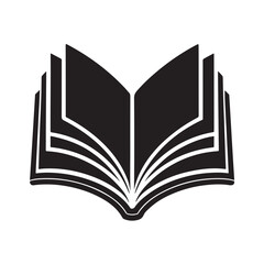 Flat Black Open Book Vector Icon