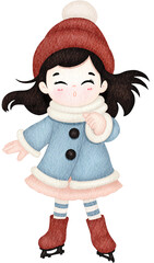 Kid Winter Activity Watercolor