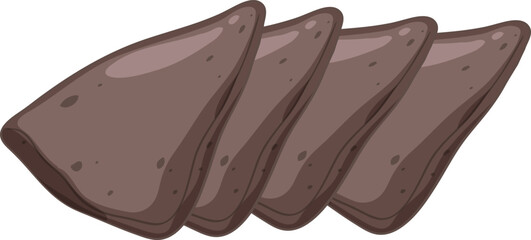 Vector Illustration of Sliced Raw Liver Pieces