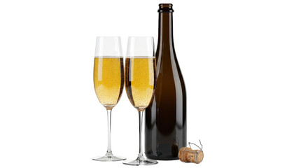 Obraz premium Isolated Champagne Bottle and Glasses