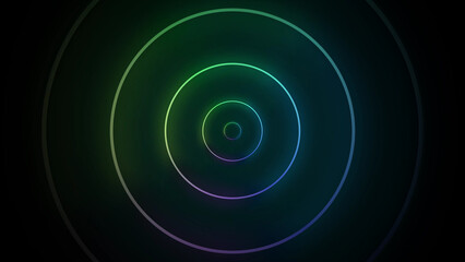 Concentric Neon Circles Glowing on Dark Background