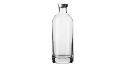 Isolated Clear Glass Bottle on White