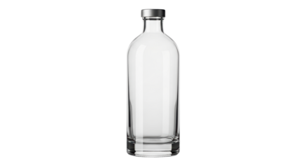Isolated Clear Glass Bottle on White