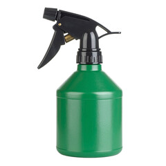 Obraz premium Green Spray Bottle Isolated On White Background: A close-up shot of a vibrant green spray bottle, a tool for various applications, emphasizing its ergonomic design. 